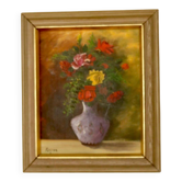 Original Swedish oil on panel "Flowers" by Regran - Vintage & Framed