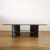 Glass coffee table and black marble base