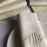 Antique napkins damascus and monogrammed tinted fresh butter