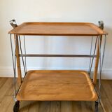 Scandinavian service in beech wood metal and metal upright in 60s