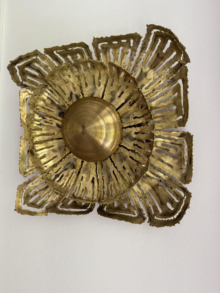 Brass sun wall sconce by Svend Aage Sørensen, Denmark, 1960s, brutalist
