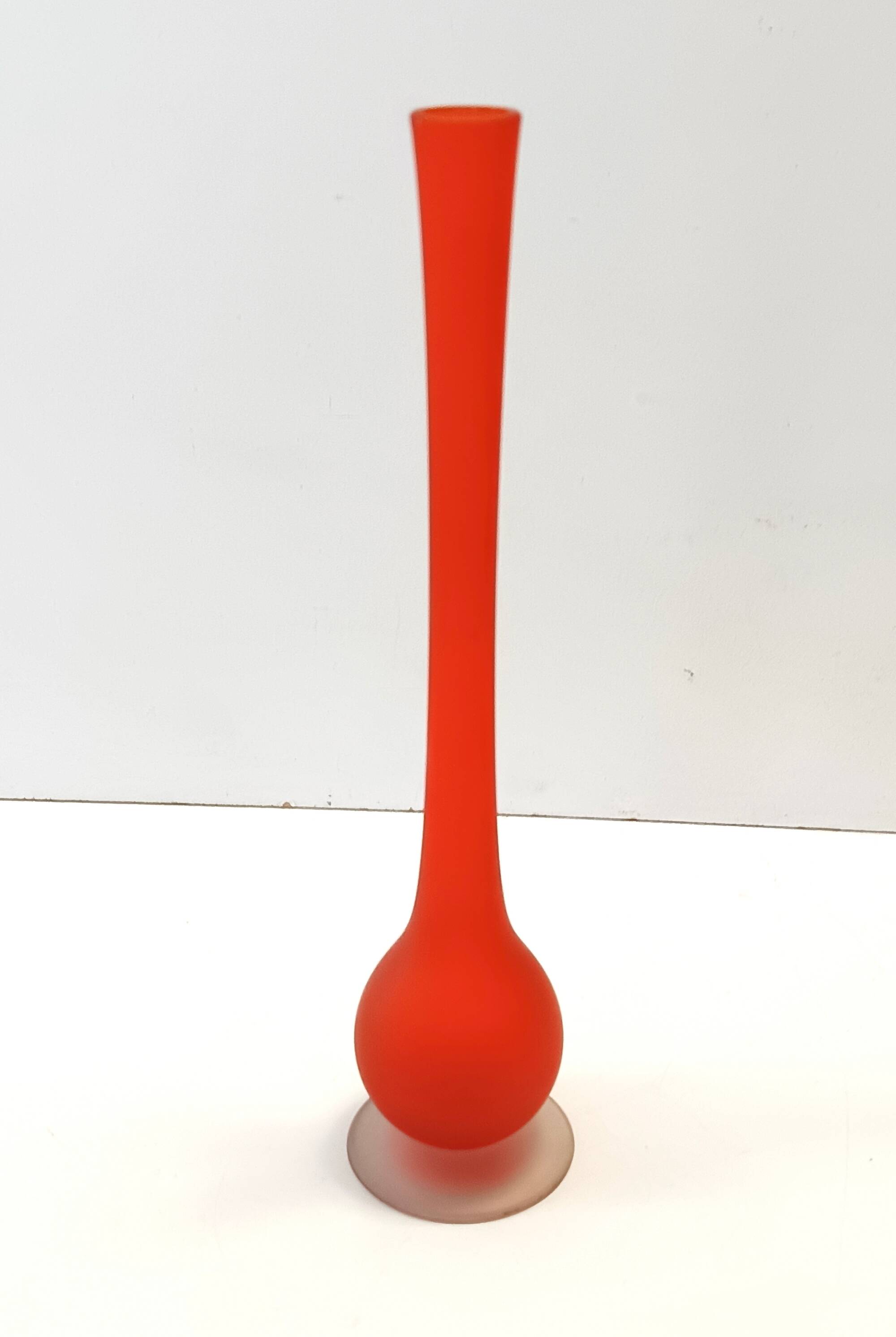 Orange Blown and Etched Glass Tulip Vase by Carlo Moretti, Italy