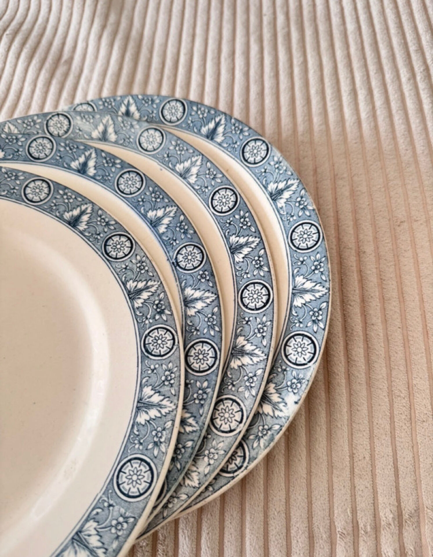 Lot de 4 belles assiettes plates en terre de fer