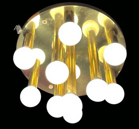Art Deco-mid-century ceiling light in brass – 10 lights