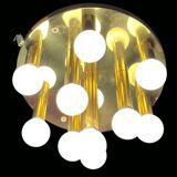 Art Deco-mid-century ceiling light in brass – 10 lights
