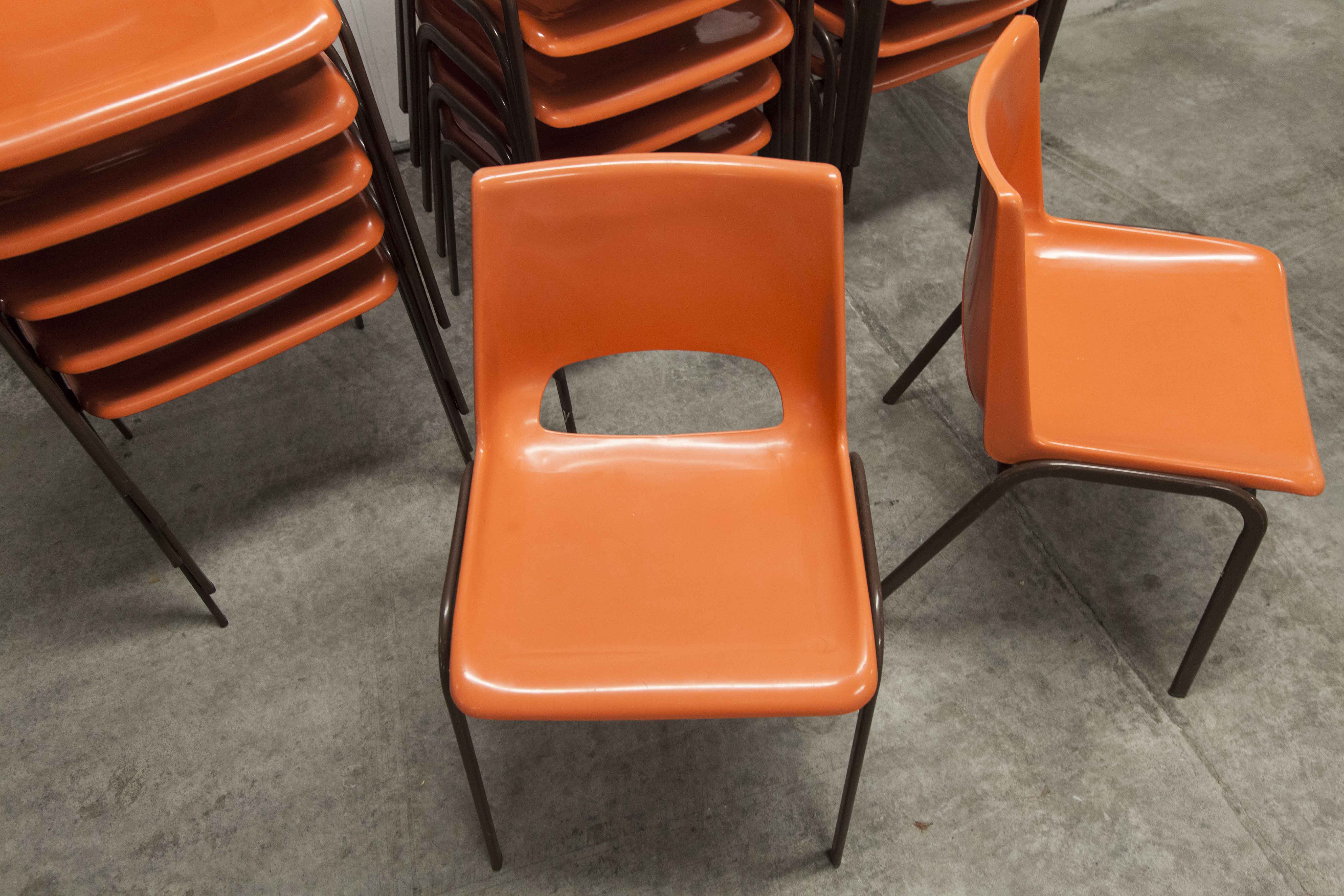 Set of 17 vintage orange chairs 1970