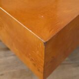 Vintage coffee table in elm magnifying glass 1970