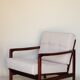 Wood armchair oryginal design by Z. Baczyk 7522 beige colour fabrics palisander wood