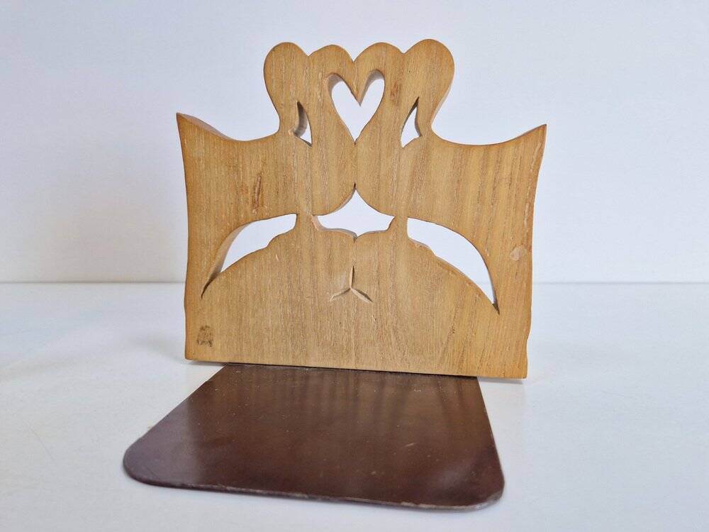 Porte-livres en bois vintage faits à la main, ensemble de 2