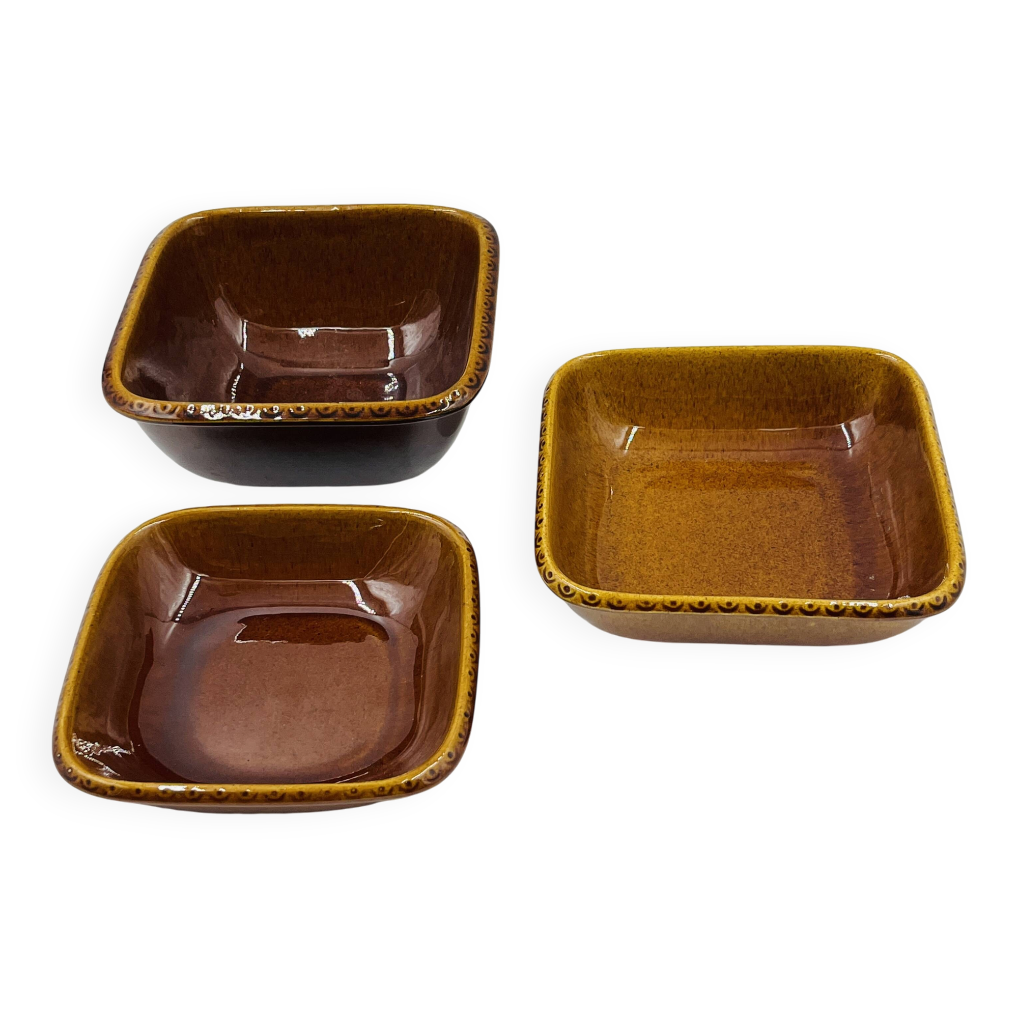 Lot 3 Square Plates Stoneware Deco Hälsingborg K.J. Svensson