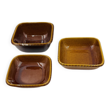 Lot 3 Square Plates Stoneware Deco Hälsingborg K.J. Svensson
