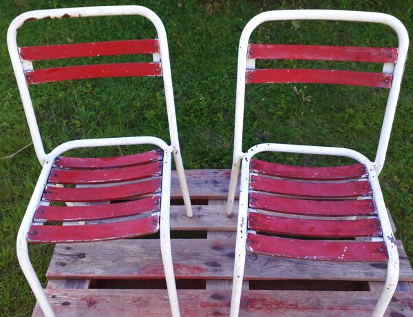 Duo de chaises Tolix  assise bois