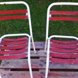 Duo of chairs Tolix sitting wood