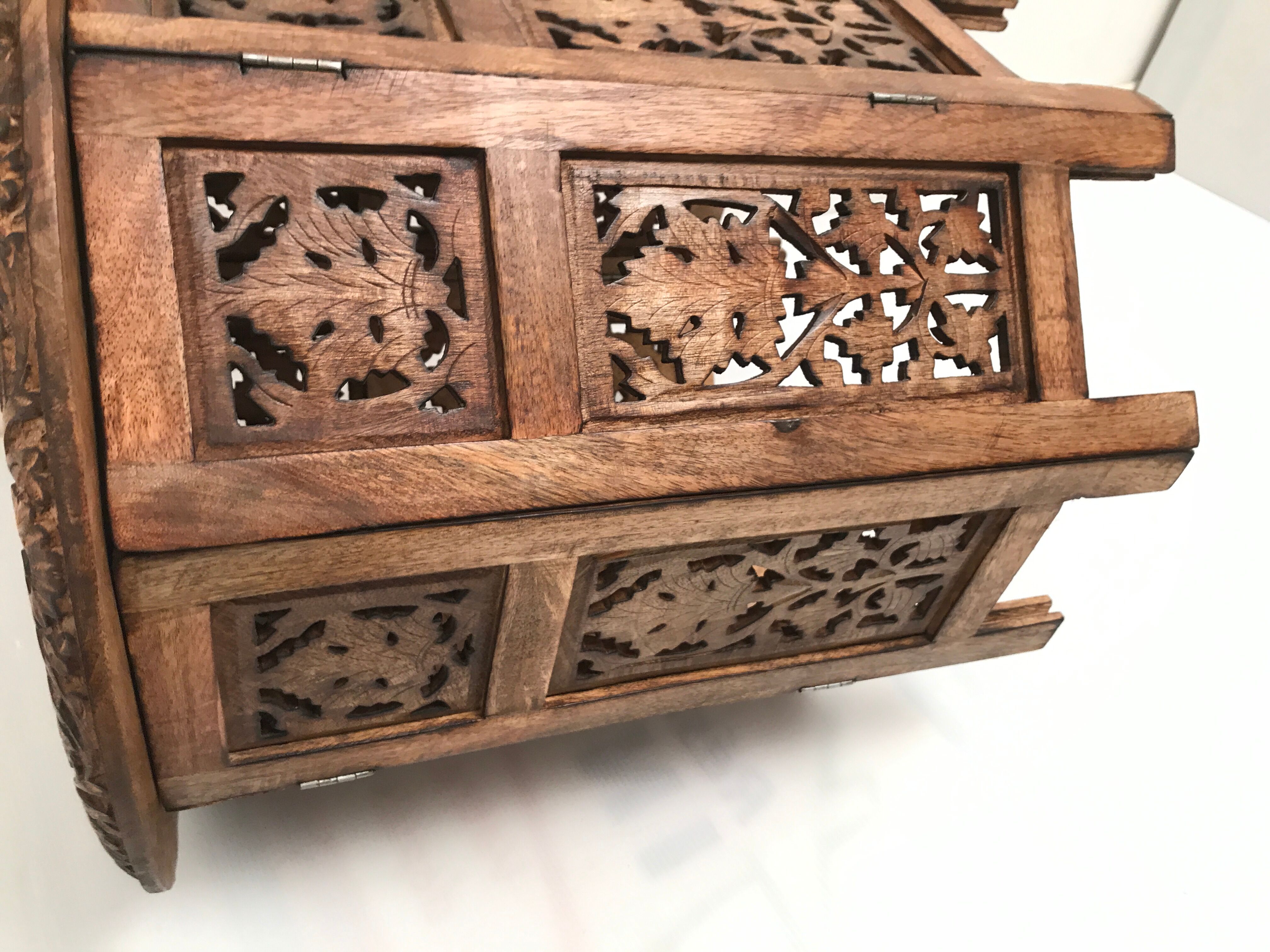 Exotic wooden coffee table carved molding