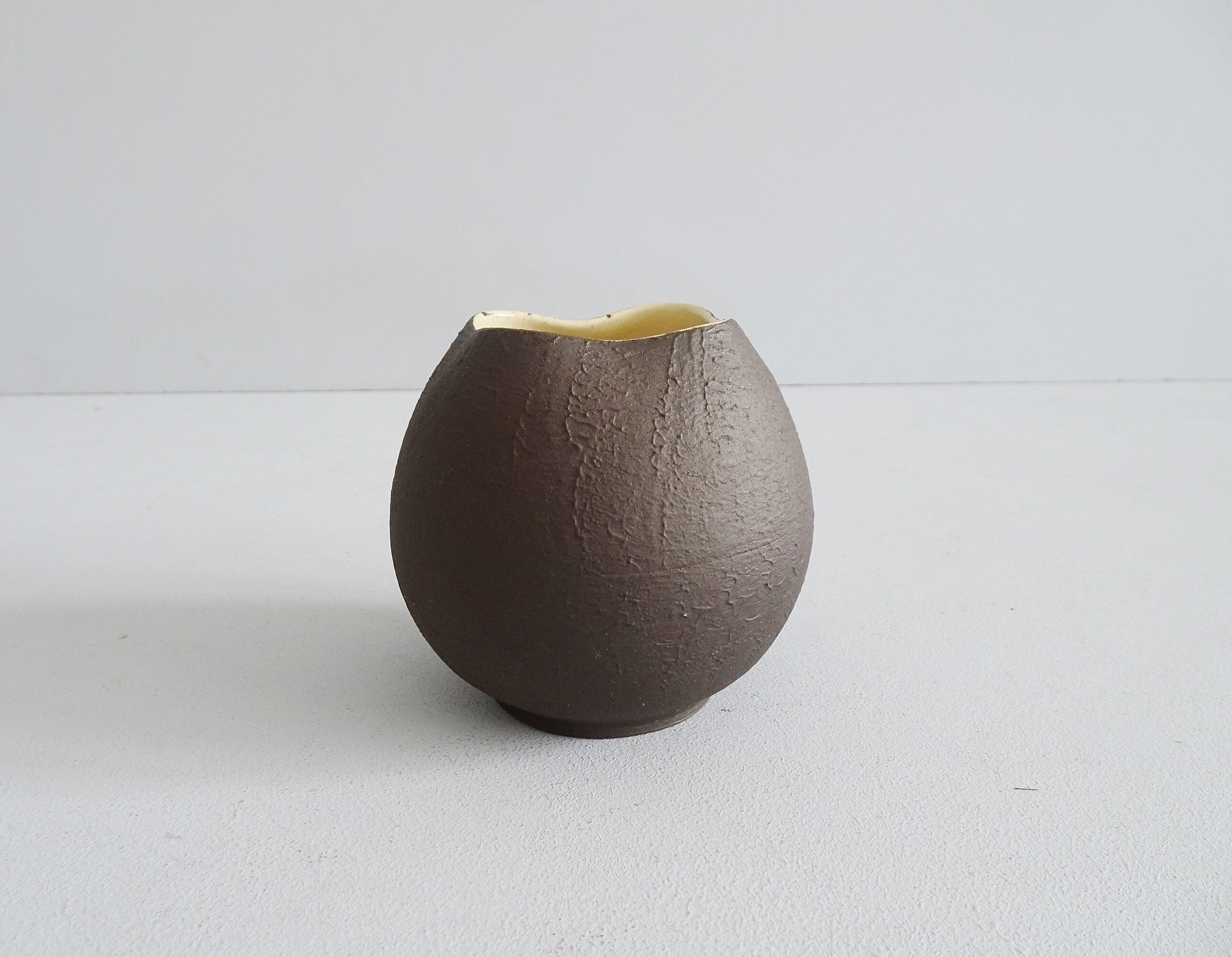 Andreas Kastl Studio ceramic vase brown yellow, small art ceramic vase