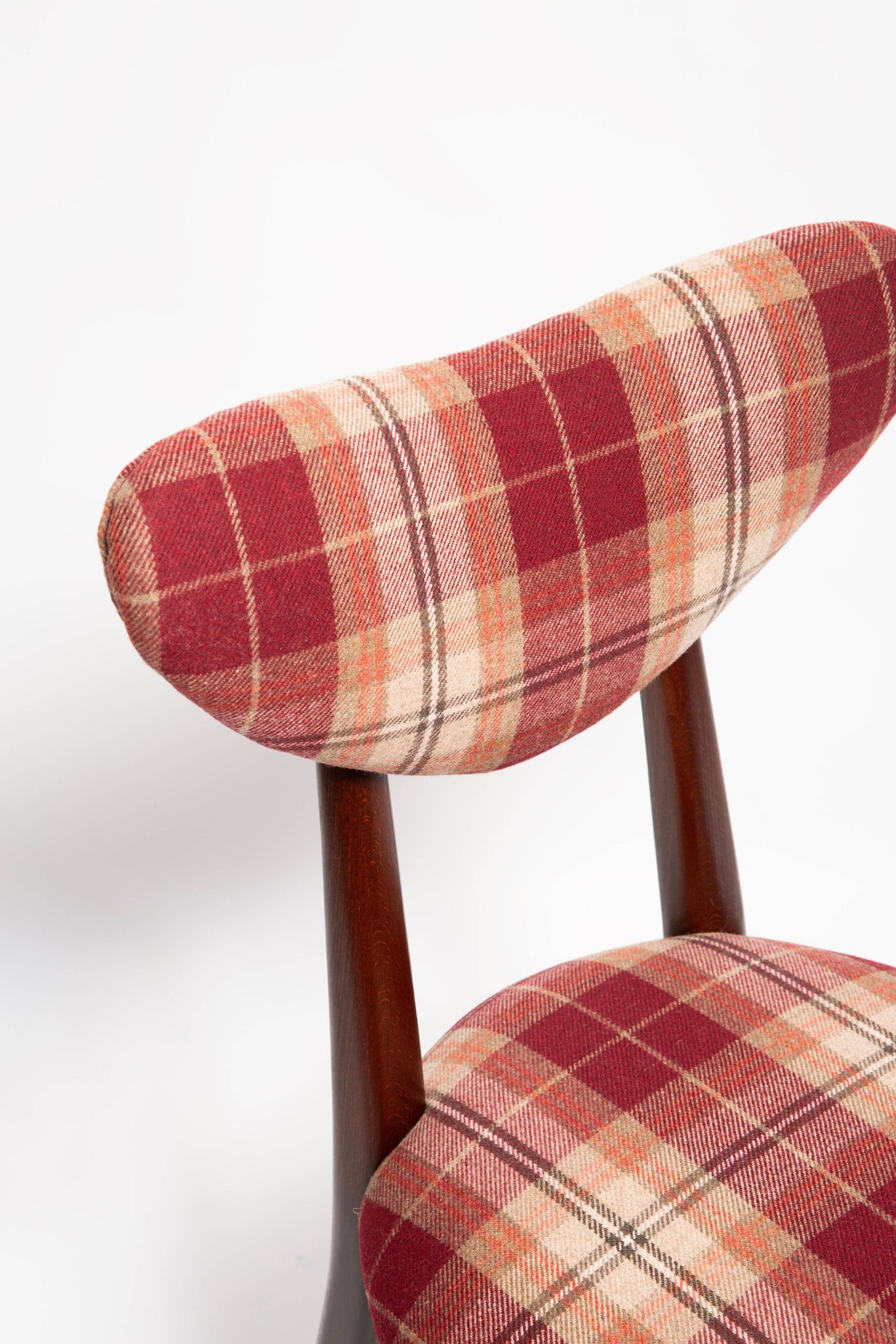 Classic Scottish chair in red burgundy tartan pattern, mid-century, Europe, 1960s.