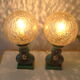 Pair of vintage lamps in bordeaux art ceramic