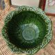 Saladier en barbotine vintage, feuilles de choux