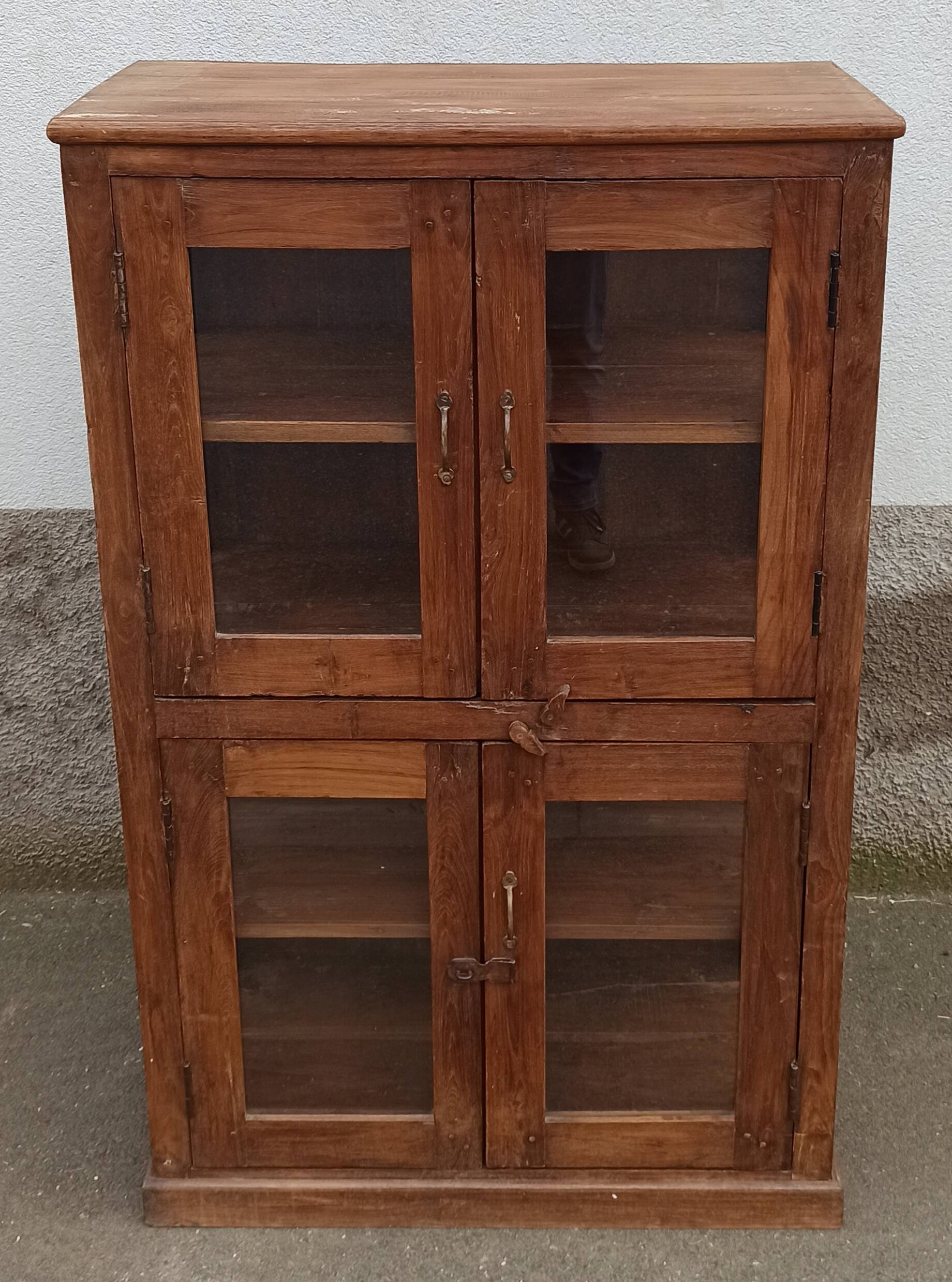 Old wooden display cabinet with three glazed sides