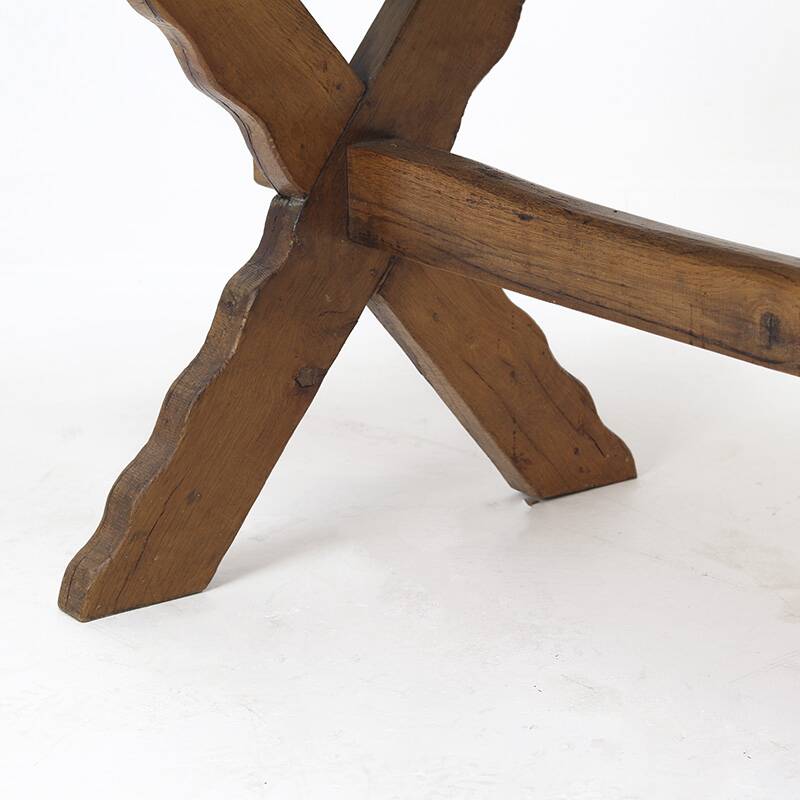 Rustic Oak Brutalist Vintage Dining Table