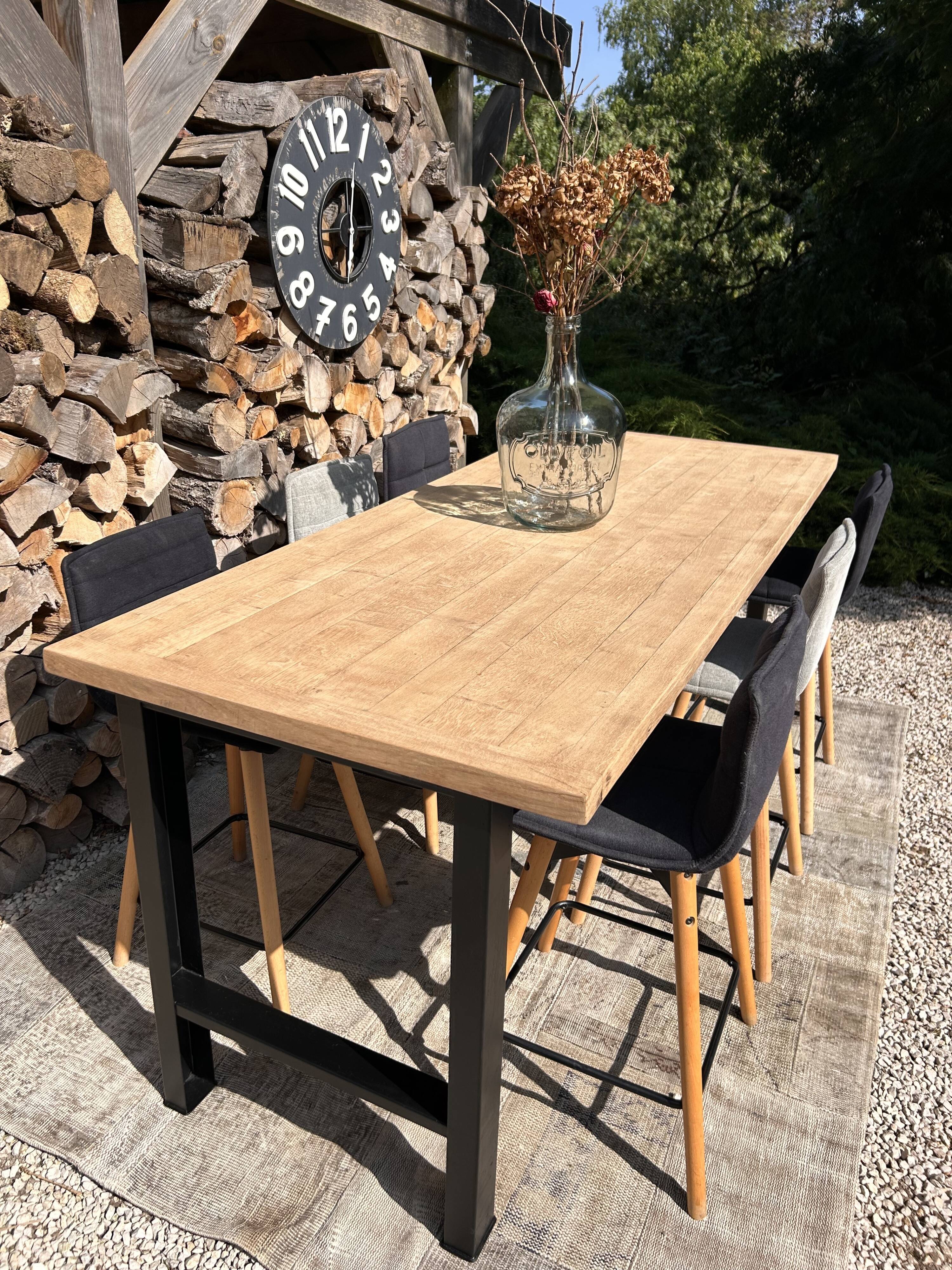 High table, island in wood and metal