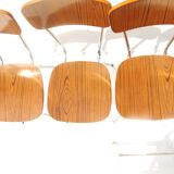 Set of 3 formica chairs wood color