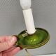 Small ceramic table lamp with beautiful green glaze and original shade, 70s