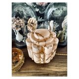 Lampe globe art deco en opaline marbrée rose