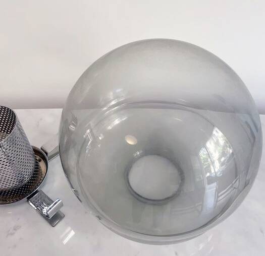 Vintage Lamp • Chrome Steel • Perforated Metal • Glass • 1970
