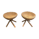 Pair of rattan stools. french work. around 1970