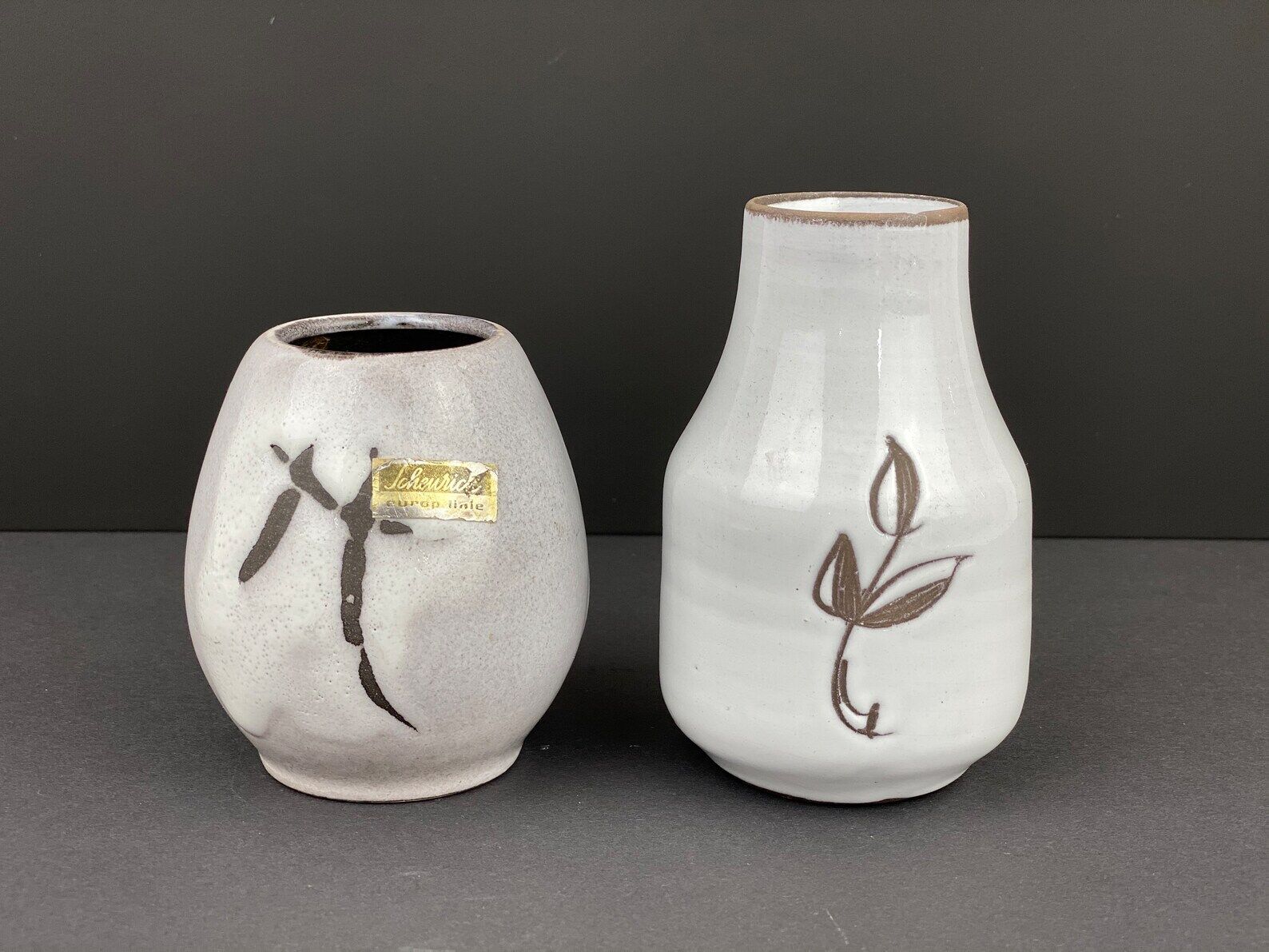 2 vintage mini vases, scheurich, collectable mid century ceramics