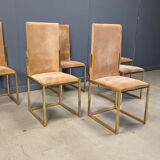 Brass dining chairs by Belgochrom, 1970s - set of 6