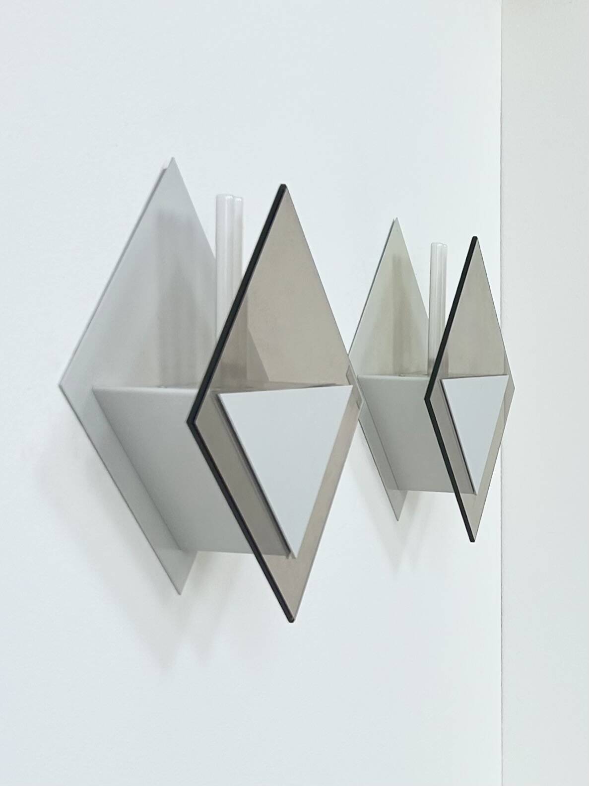 Pair of vintage wall lights Glass Light Studio model 20623, France, 1980