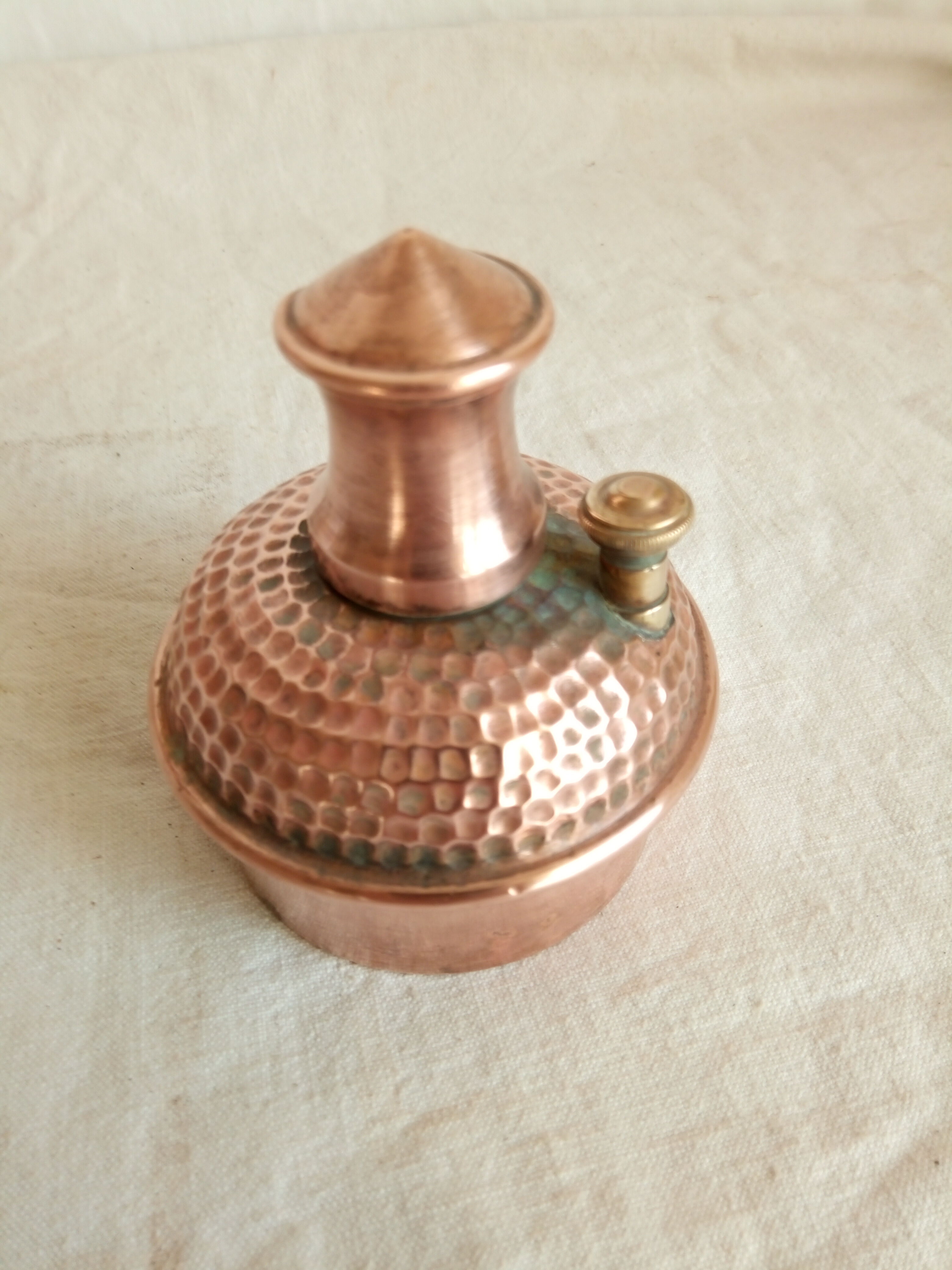 Ancient copper and brass travel teapot 20th