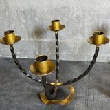 Pair of wrought iron candle holders four arms 50s