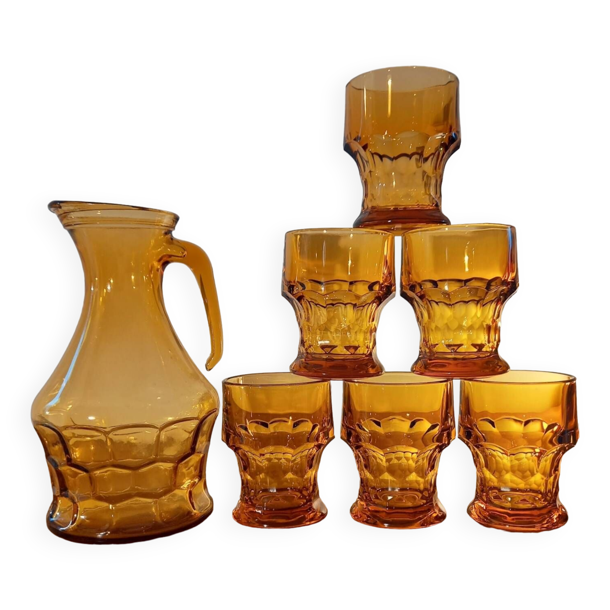 Orangeade service in amber glass