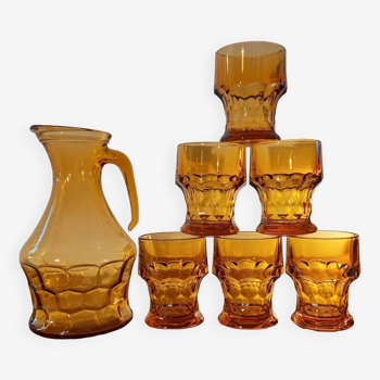 Orangeade service in amber glass