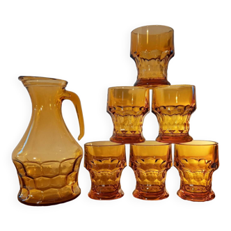 Orangeade service in amber glass