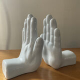Pair of ceramic hand bookends in the 70s