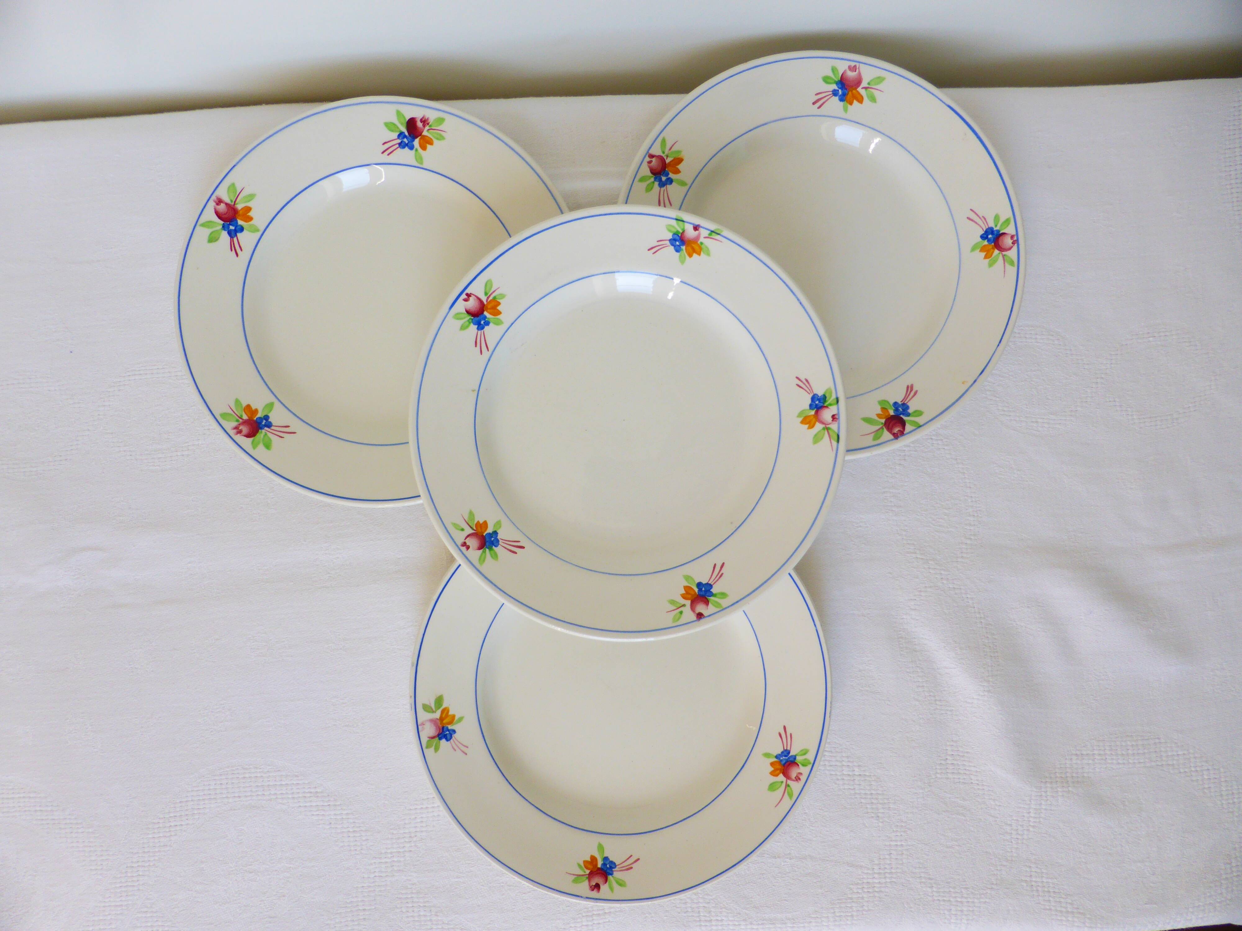 Série de 4 assiettes dessert vintage de la manufacture de Gien Nice 210687