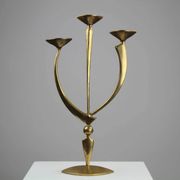 Solid Brass Three-Arm Candelabra — Modernist, 1960s