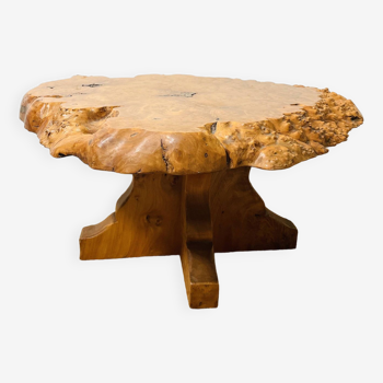 Brutalist type elm burl coffee table 1960