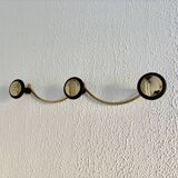 Vintage 1960 gold-plated coat rack with 3 hooks - 45 x 7 cm