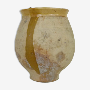 Pot à graisse, jarre en terre cuite jaune brun vernissé, sud ouest de la France. XIXème
