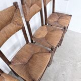 Set of 6 straw and oak Beauche chairs.
