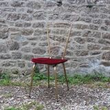 Vintage chair in gilded metal and velvet seat