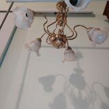 Glossy tulip swan collar chandelier with 5 golden arms