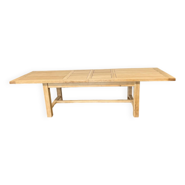Table de ferme en chêne massif avec 2 rallonges centrales