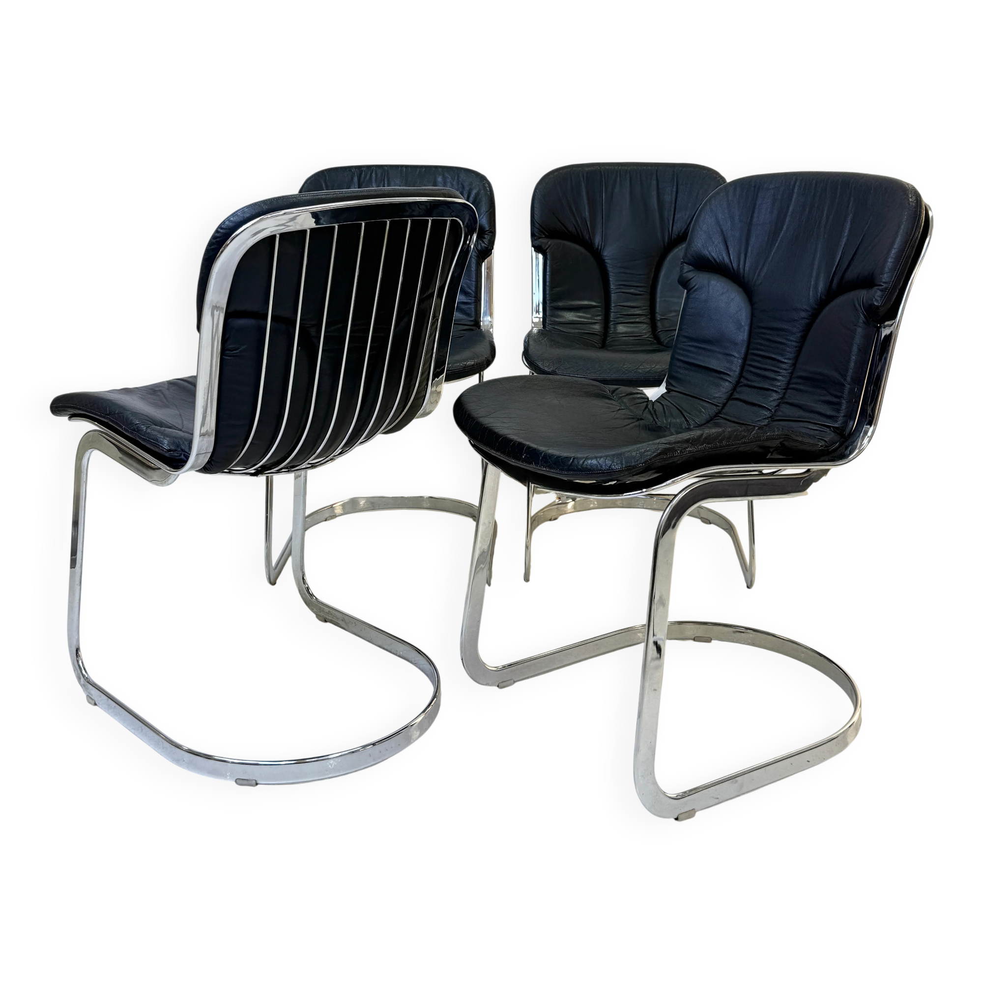 Set of 4 chairs by Willy Rizzo, 1970s