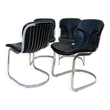 Set of 4 chairs by Willy Rizzo, 1970s